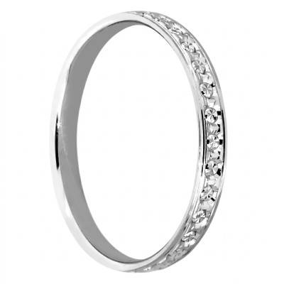 Alliance Fantaisie Standard en Or Blanc 375, Largeur 2,5 mm - Fair'Belle