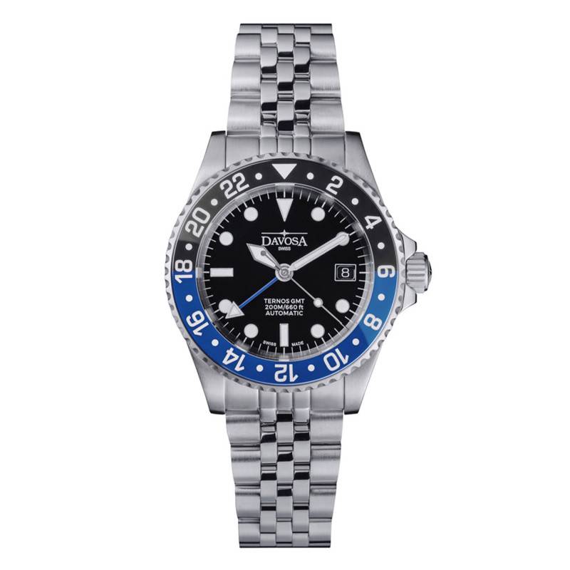 Montre Ternos Diver GMT Lunette noire et bleue - Davosa