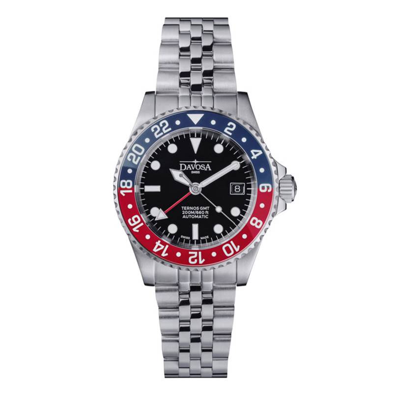 Ternos Diver GMT Blue and Red Bezel Watch - Davosa