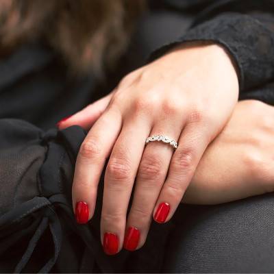 Alliance Standard Monet en Or Blanc 375 & Diamants 0,23 ct, Largeur 4 mm - Amore