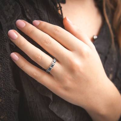 Alliance Topazes & Diamants en Or Blanc 375 ou 750, Largeur 3,00 mm - Aurora