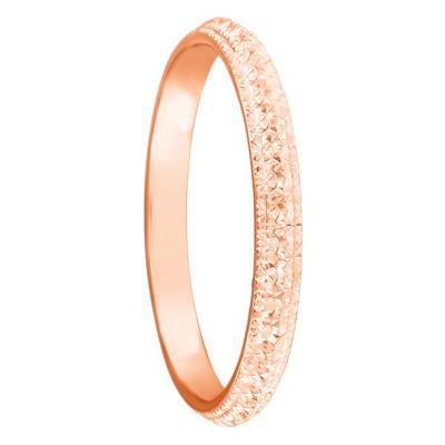 Alliance Demi-Bombée Standard Diamanteka en Or Rose 750, Largeur 3,50 mm - Ponce