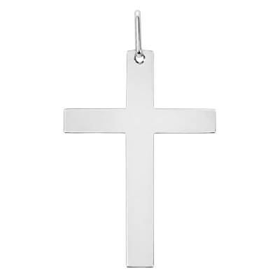 750 White Gold Square Wire Cross, 20 x 30 mm - Lucas Lucor