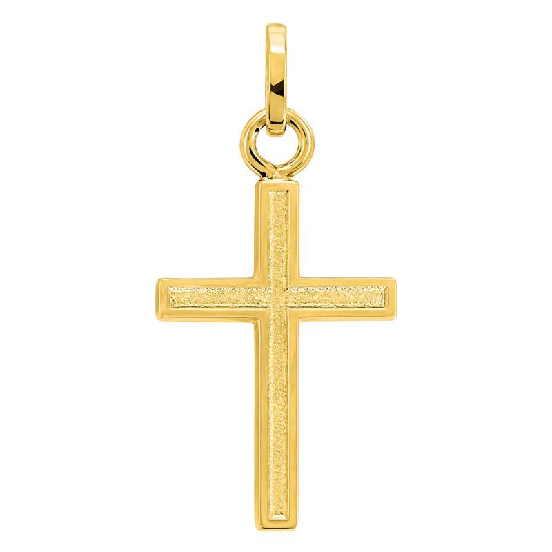 Croix Simple Sablée en Or Jaune 750 - Emanessence