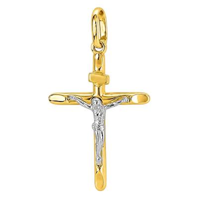 Modern Two-Tone 375 Gold Christ Cross - Ocarat