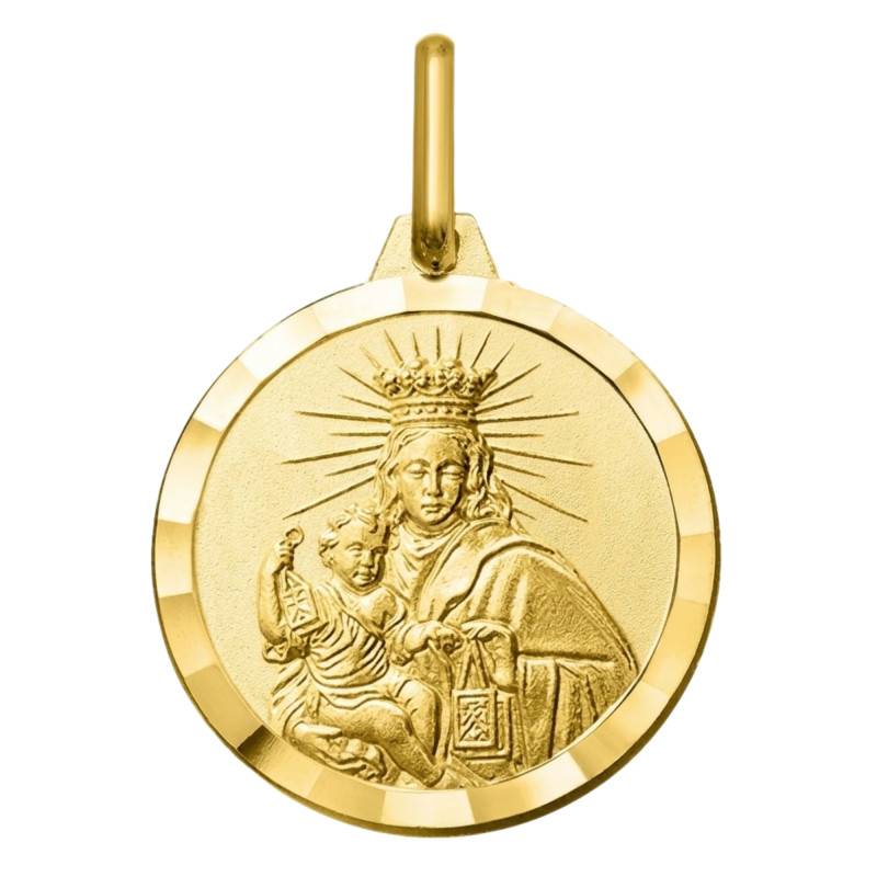 Médaille Scapulaire du Mont Carmel Or Jaune 375, Diamètre 14 mm à 18 mm - Ocarat