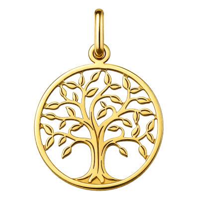 Médaille Arbre de Vie Ajouré Grand Feuillage en Or Jaune 375, Diamètre 17 mm - Ocarat