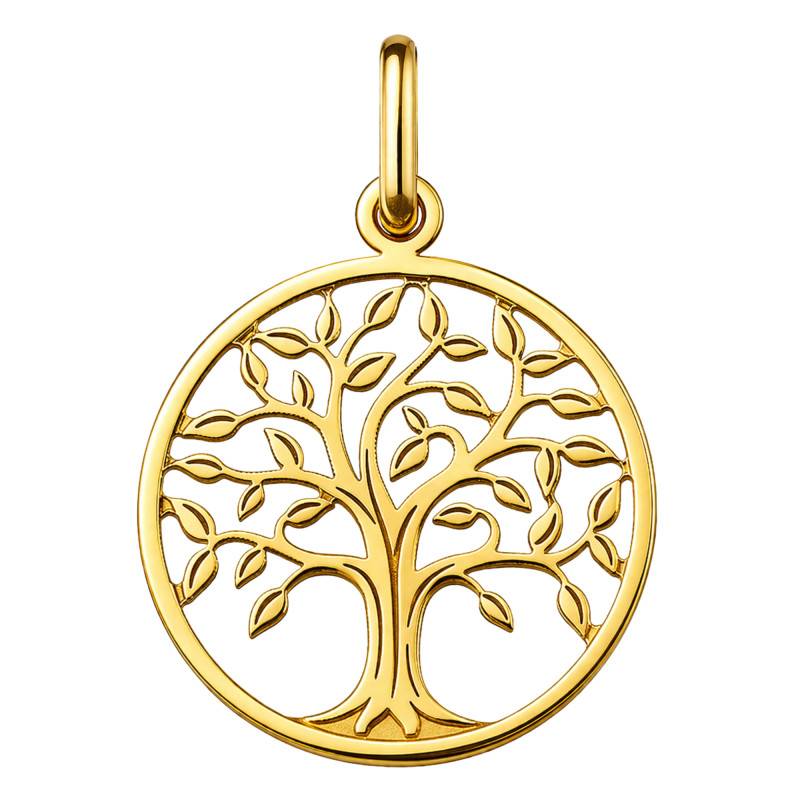 Médaille Arbre de Vie Ajouré Grand Feuillage en Or Jaune 750, Diamètre 17 mm - Argyor