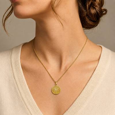 Médaille Arbre de Vie Grand Feuillage en Or Jaune 375, Diamètre 17 mm - Ocarat