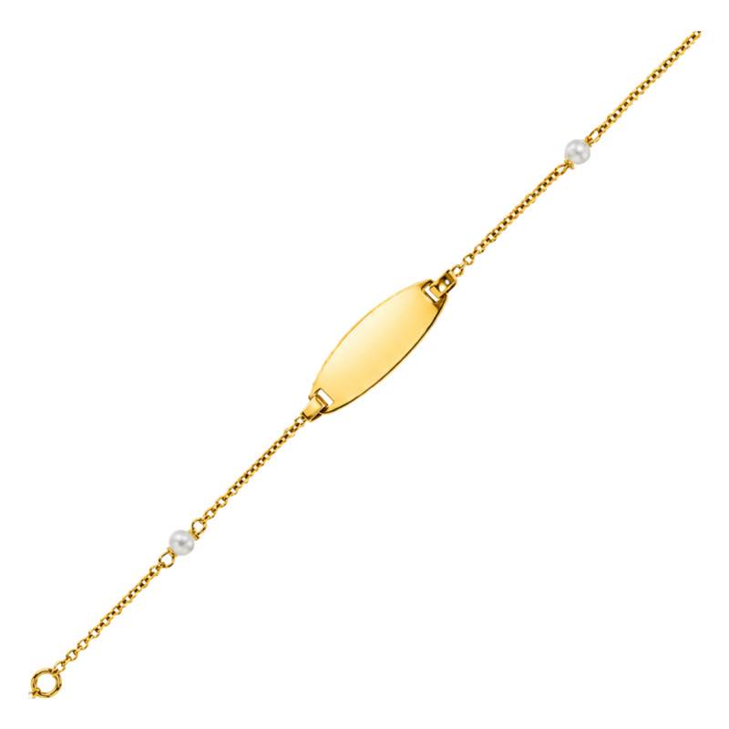 Gourmette Tonneau Perles de Culture d'Eau Douce en Or Jaune 375, Longueur 14 cm Ajustable - Ocarat