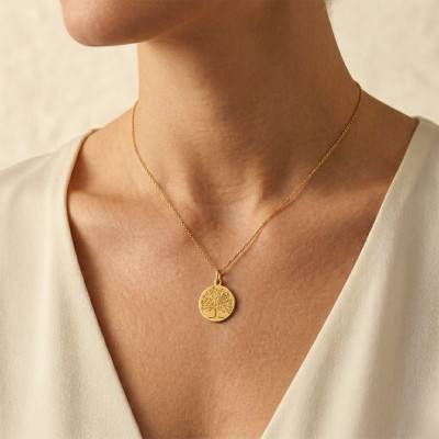 Médaille Arbre de Vie Printemps en Or Jaune 375, Diamètre 18 mm - Ocarat
