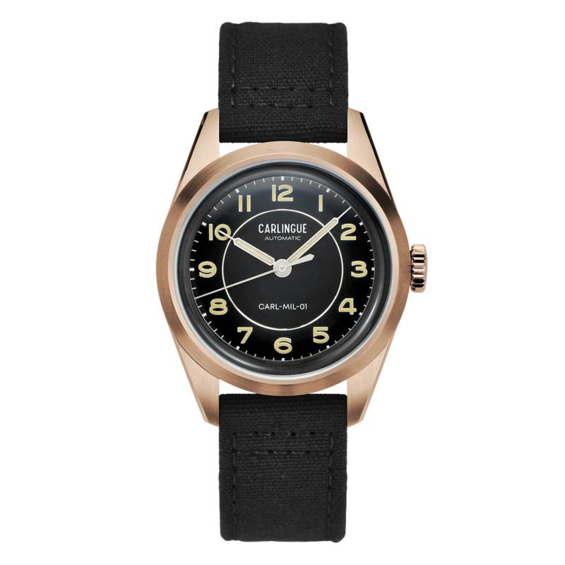 Carlingue Military 01 Black Rose Gold PVD Watch - Carlingue