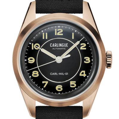 Montre Carlingue Military 01 Noir Pvd Or Rose - Carlingue