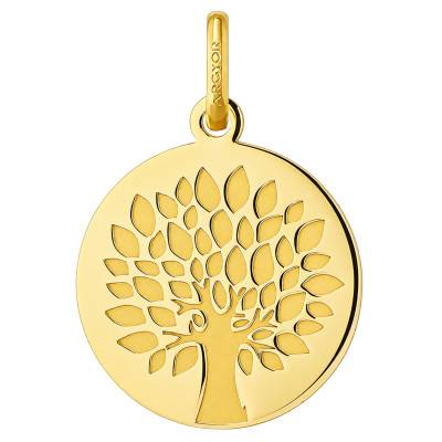 Médaille Arbre de Vie Feuillage en Or Jaune 750, Diamètre 16 mm - Argyor