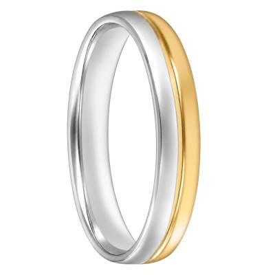 Alliance Fantaisie en 2 Ors Jaune et Blanc 375, Largeur 4 mm - Fair'Belle