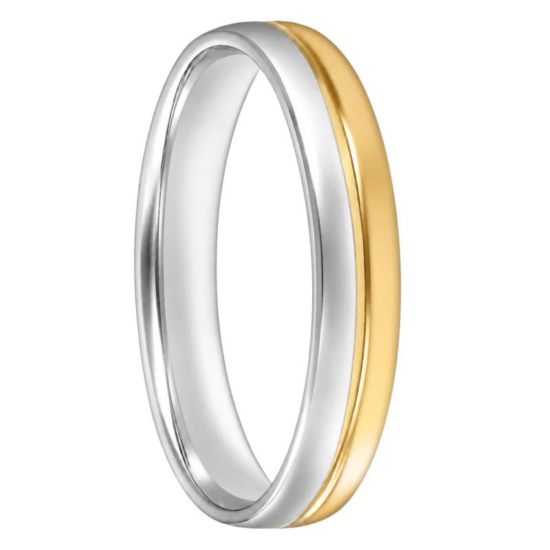 Alliance Fantaisie en 2 Ors Jaune et Blanc 375, Largeur 4 mm - Fair'Belle