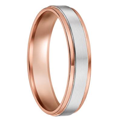 Alliance Ruban Confort en 2 Ors Rose et Blanc 375, Largeur 5 mm - Fair'Belle