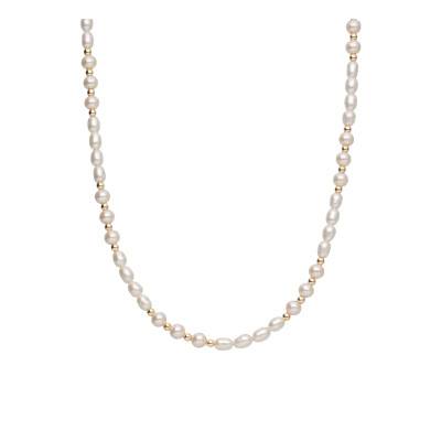 Collier Perles d'Eau Douce Grain de Riz en Or Jaune 750, Longueur 43 cm - Schmittgall