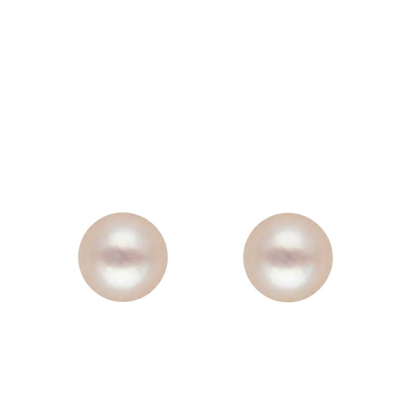 Boucles d'Oreilles Puces Perles d'Akoya Blanches en Or Jaune 750, Diamètre 4 mm - Schmittgall