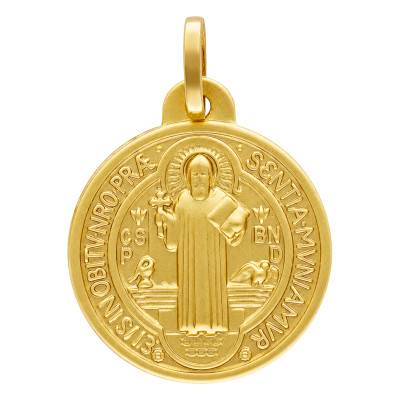 Médaille Scapulaire Saint Benoit Or Jaune 375, Diamètre 16 ou 18 mm - Ocarat