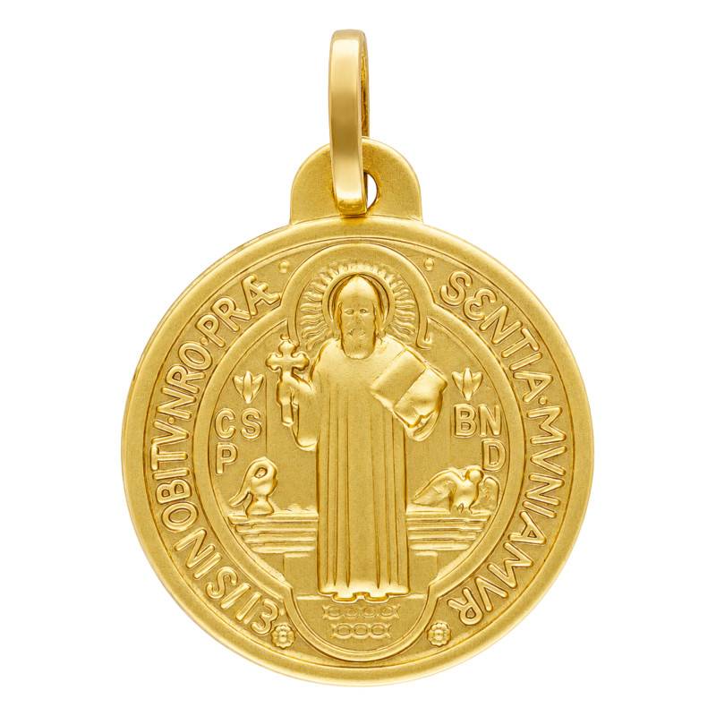 Médaille Scapulaire Saint Benoit Or Jaune 375, Diamètre 16 ou 18 mm - Ocarat