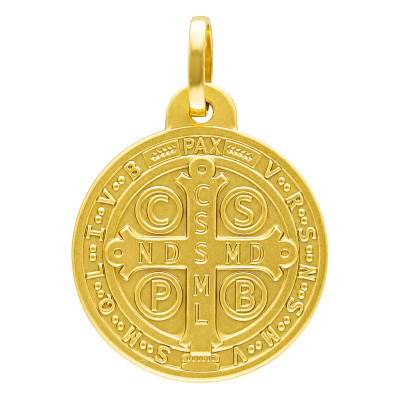Médaille Scapulaire Saint Benoit Or Jaune 375, Diamètre 16 ou 18 mm - Ocarat