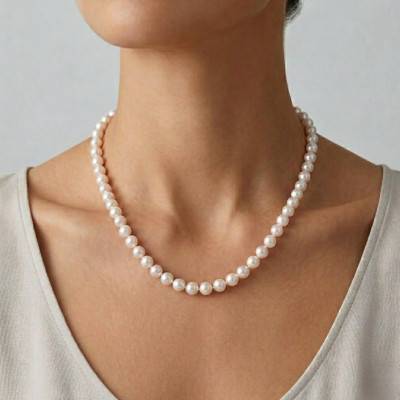 Collier Perles d'Eau Douce Semi-Ronde Chine en Or Jaune 750, Longueur 42 cm - Schmittgall