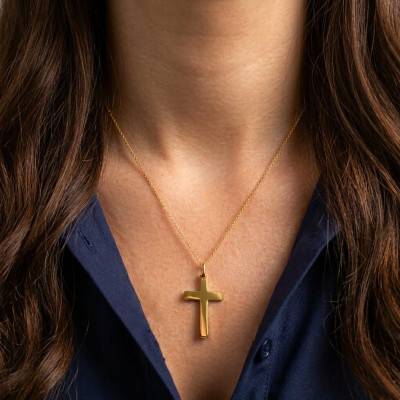 750/1000 Yellow Gold Square Wire Cross, Dimensions 20 x 30 mm - Lucas Lucor