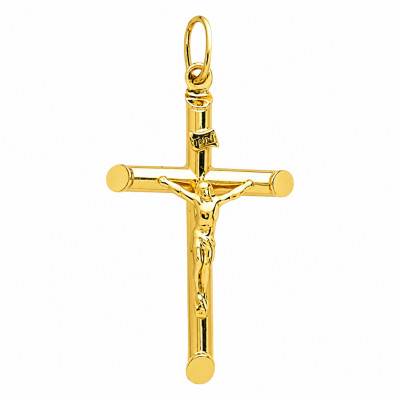 Croix Christ en Or Jaune 750, Dimension 21 x 40 cm - Emanessence