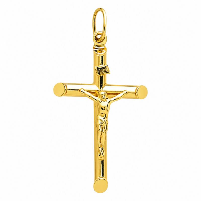 750 Yellow Gold Christ Cross, 21 x 40 mm - Emanessence