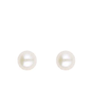 Boucles d'Oreilles Puces Perles d'Eau Douce Chine en Or Jaune 375, Diamètre 7 mm - Schmittgall