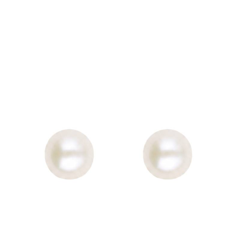 Boucles d'Oreilles Puces Perles d'Eau Douce Chine en Or Jaune 375, Diamètre 7 mm - Schmittgall