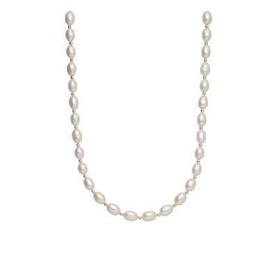 750 Yellow Gold Rice Grain Freshwater Pearl Necklace, 42 cm - Schmittgall