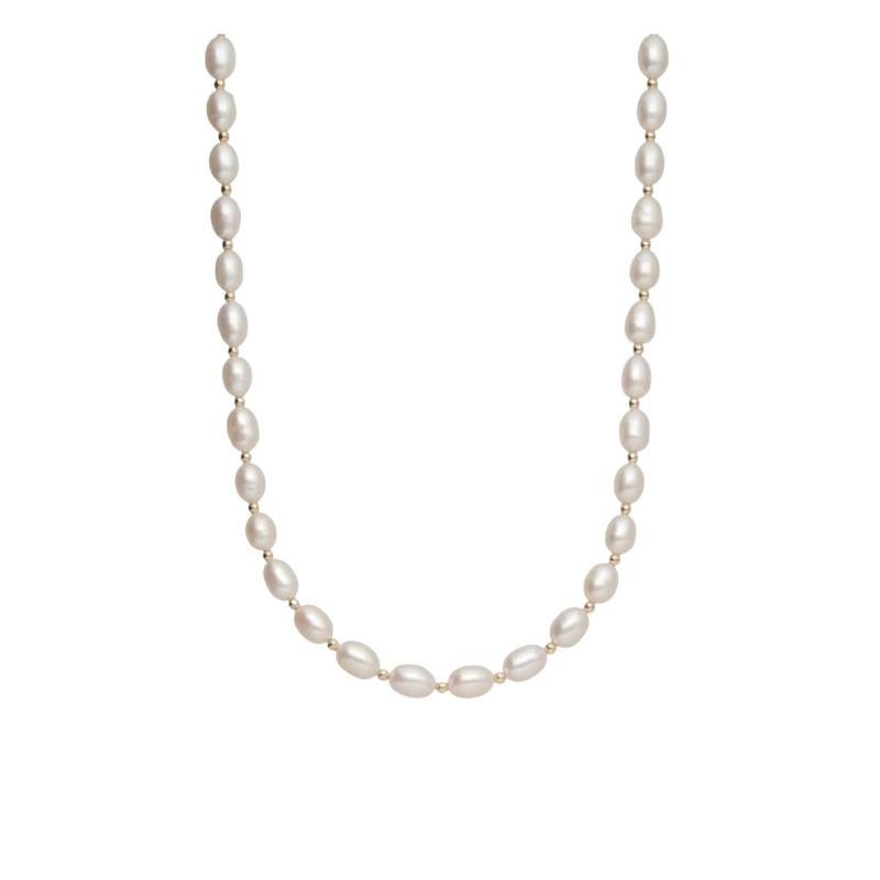750 Yellow Gold Rice Grain Freshwater Pearl Necklace, 42 cm - Schmittgall