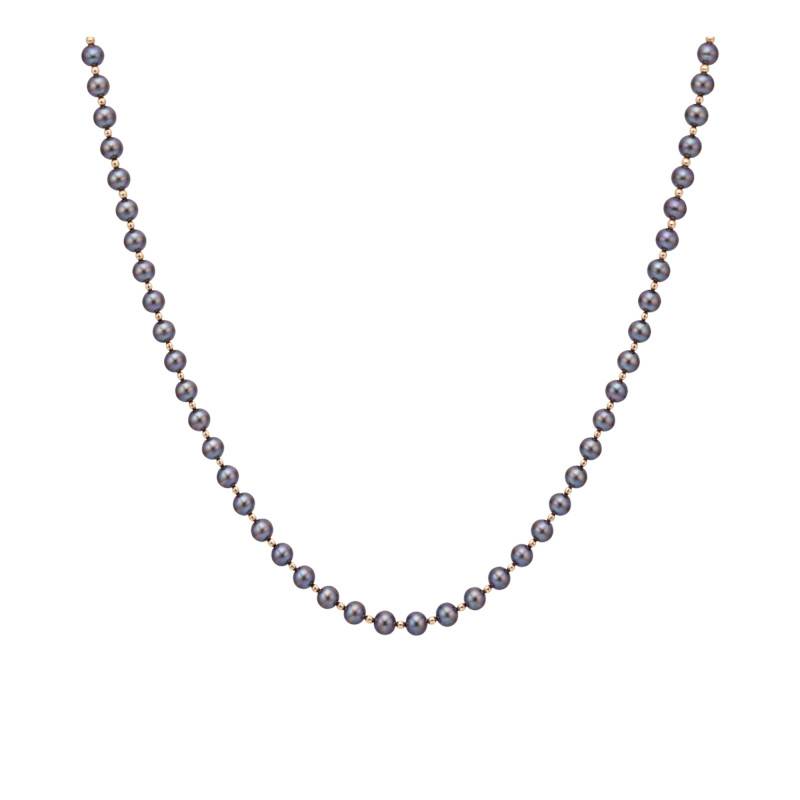 Collier Perles d'Eau Douce Baroque Noires en Or Jaune 375, Longueur 42cm - Schmittgall
