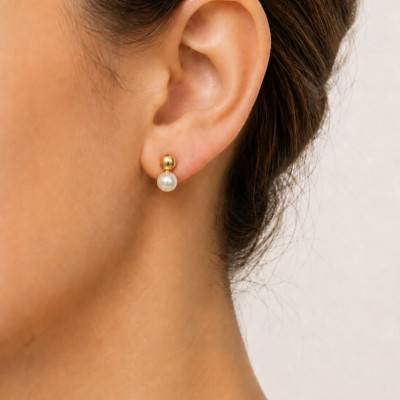 Boucles d'Oreilles Perles d'Eau Douce en Or Jaune 375 - Schmittgall