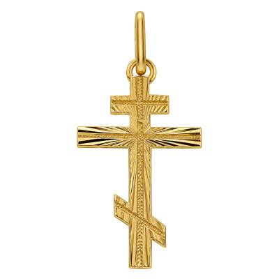 Ridged Orthodox Cross 375/1000 or 750/1000 Yellow Gold, 15 x 24 mm - Lucas Lucor