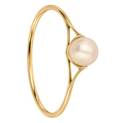 Bague Perle Blanche d'Eau Douce Chine en Or Jaune 750 - Schmittgall