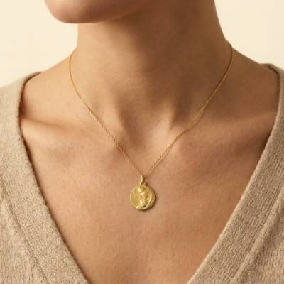 Médaille Ronde Vierge à l'Enfant en Or Jaune 750, Diamètre 16 ou 18 mm - Argyor