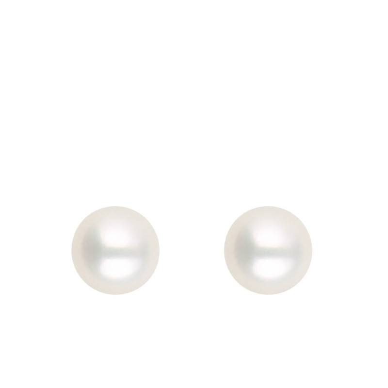 Boucles d'Oreilles Puces Perles d'Eau Douce en Or Blanc 750, Diamètre 4 mm - Schmittgall