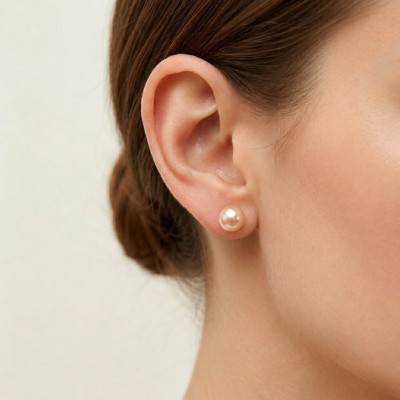 Boucles d'Oreilles Puces Perles Akoya Japon en Or Jaune 750, Diamètre 8 mm - Schmittgall