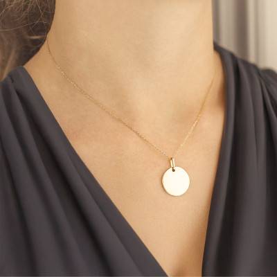 Médaille Ronde Polie en Or Jaune 750, Diamètre 18 mm - Emanessence