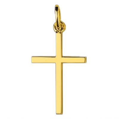 750/1000 Yellow Gold Square-Section Cross, 20 x 33 mm - Emanessence
