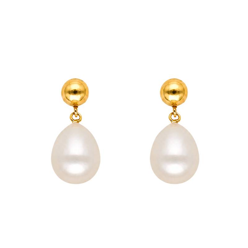 Boucles d'Oreilles Pendantes Perles d'Eau Douce en Or Jaune 750 - Schmittgall