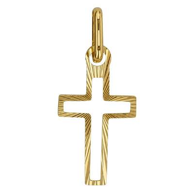 Croix Ajourée et Ciselée en Or Jaune 375, Dimension 10 x 17 mm - Ocarat