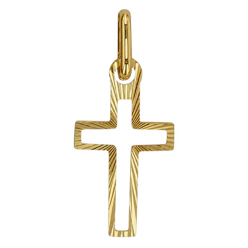 Croix Ajourée et Ciselée en Or Jaune 375, Dimension 10 x 17 mm - Ocarat