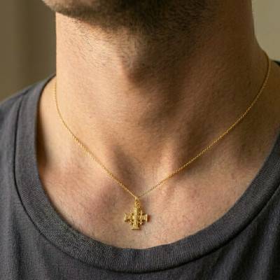 Croix Jérusalem en Or Jaune 750, Dimension 17 x 17 mm - Lumiosa