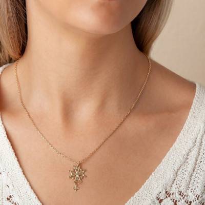 375/1000 or 750/1000 Yellow Gold Huguenot Cross, 18 x 28 mm - Emanessence