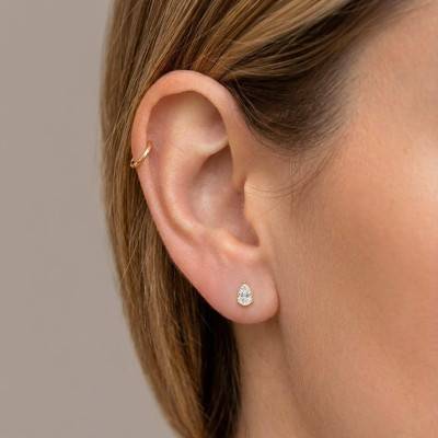 Boucles d'Oreilles Puces Diamants de Synthèse Poire 2 x 0,36 ct en Or Jaune 750 - Ocarat