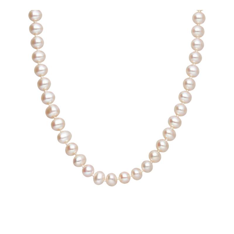 Collier Perles d'Eau Douce Blanches en Or Jaune 750, Longueur 43 cm - Schmittgall